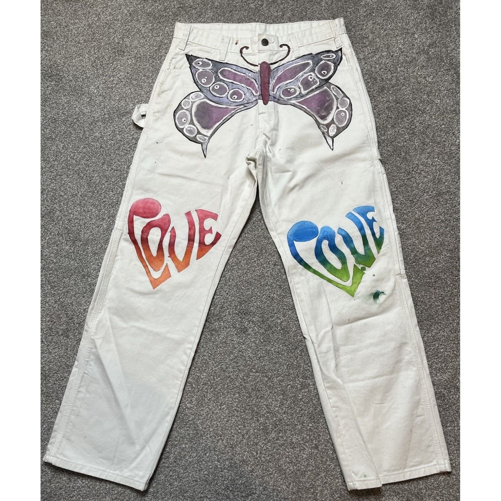 Dickies 32x30 Custom Painted Carpenter Pant Butterfly Festival Y2K Streetwear